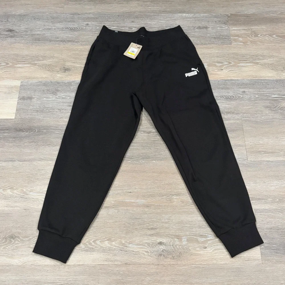 Puma ESS Sweatpants FL Mens Medium Black Fleece Joggers 846864 01 NWT